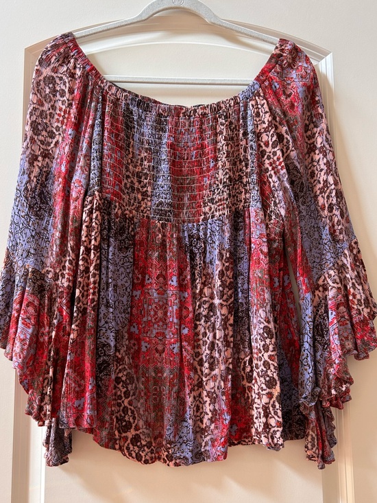 mark. Tops - Mark Patchwork Smoked Flowy Blouse. Flared bell sleeves. Boho. Forest fairy. XL